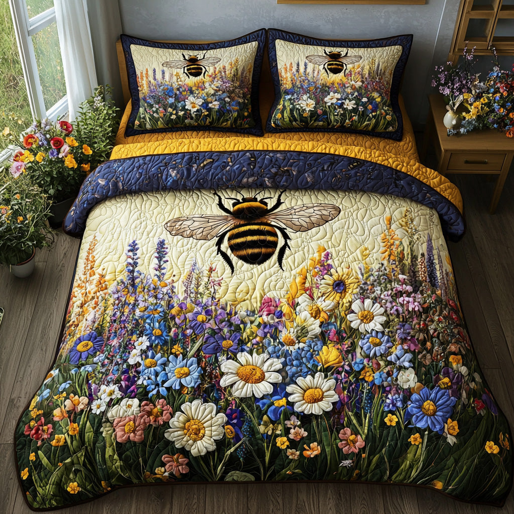 Sunray Bee 3-Piece Quilted Bedding Set NCU0DV554