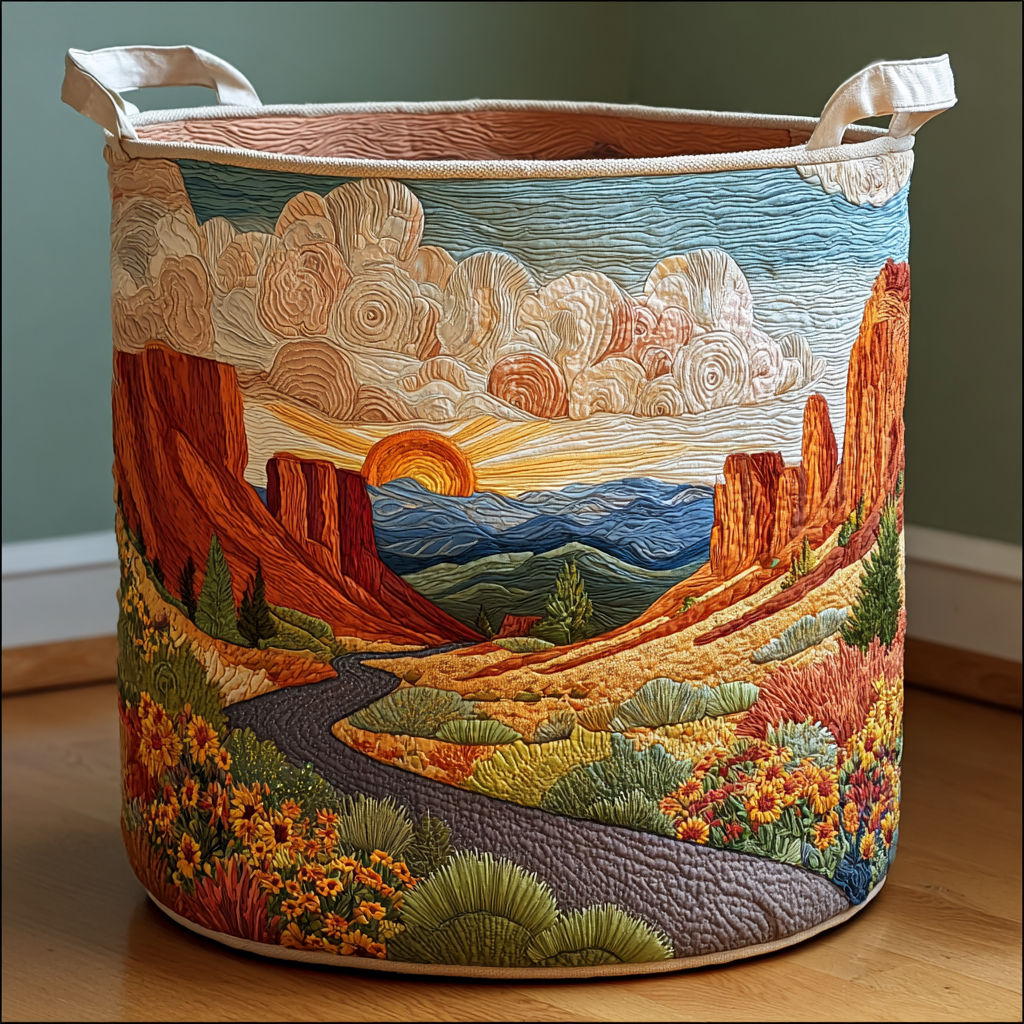 Sunrise Path Quilted Laundry Basket NCU0DDK1606