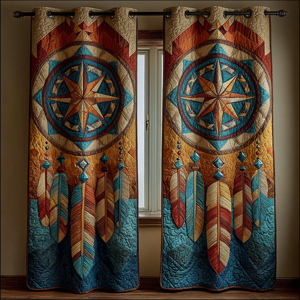 Sunrise Prairie Feather Quilted Curtains NCU0LDH153