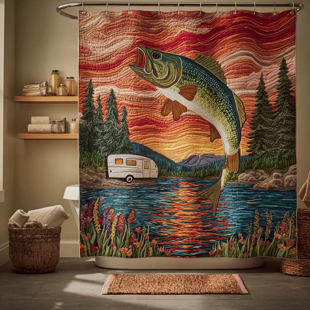 Sunset Camp Cast Shower Curtain NCU0DQQ0397