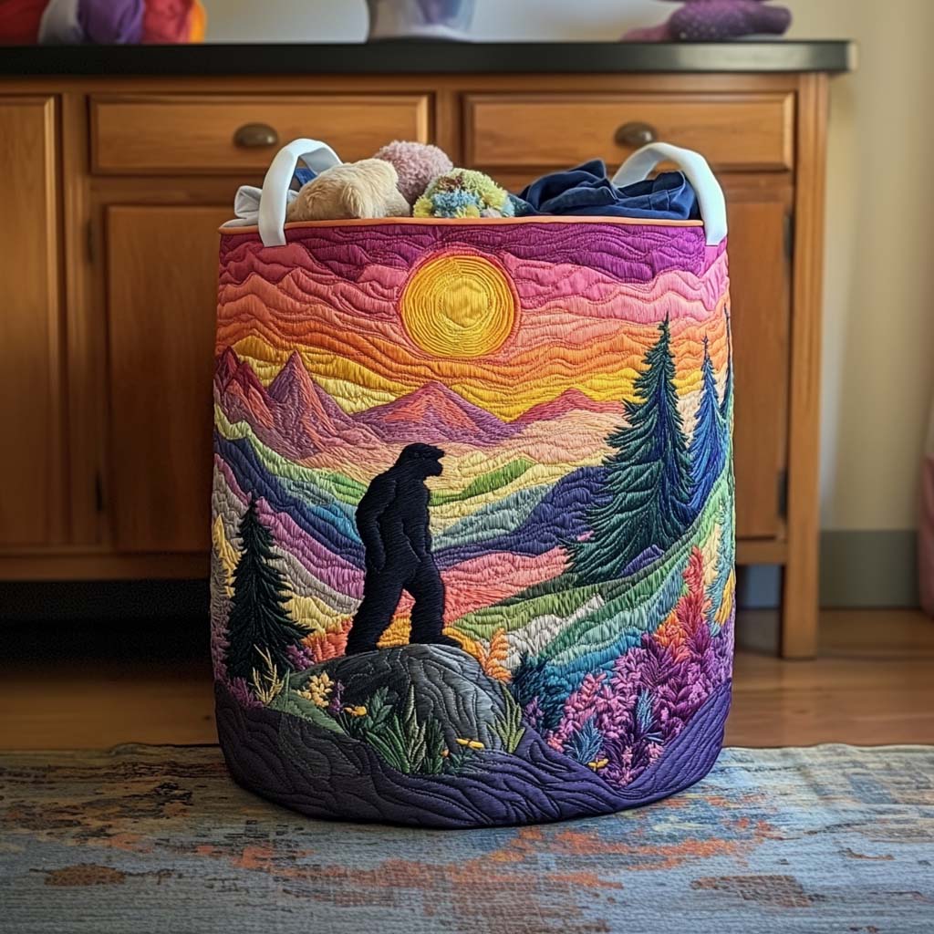 Sunset Sasquatch View Quilted Laundry Basket NCU0NNT1545