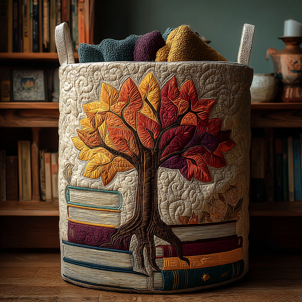 Sunset Tree Quilted Laundry Basket NCU0DDK1299
