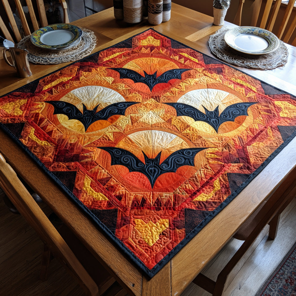 Sunset Bats Quilted Table Topper NCU0NNT1497