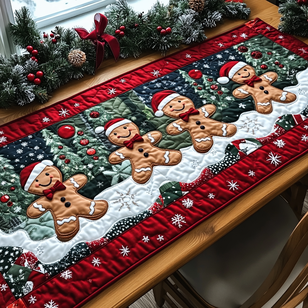 Sweet Gingerbread Quilted Table Runner NCU0DDK1345