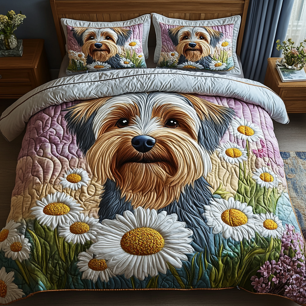 Terrier Tails 3-Piece Quilted Bedding Set NCU0DV437