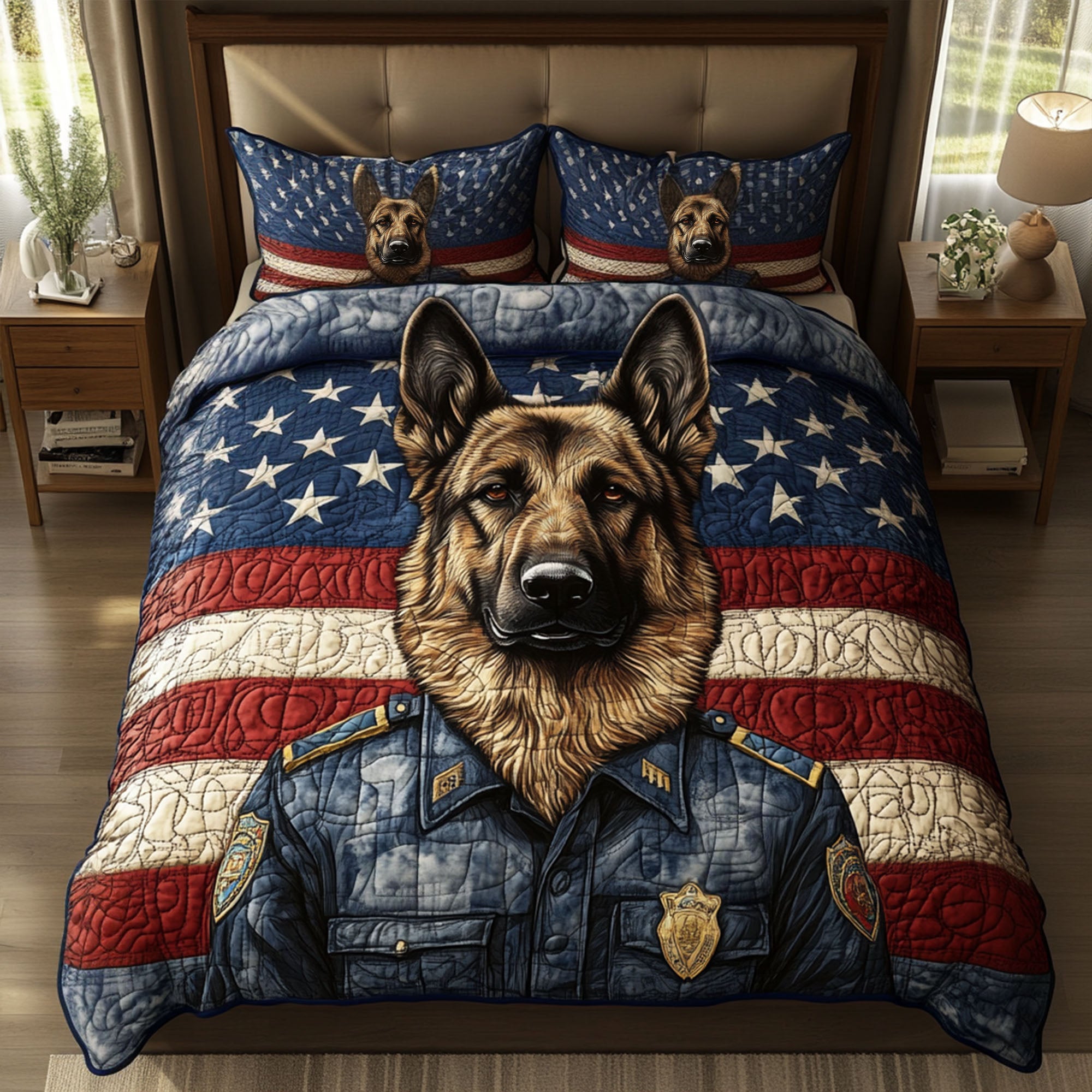 The Patriotic Shepherd 3-Piece Quilted Bedding Set NCU0PTT513