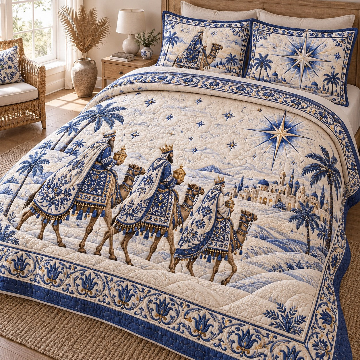 Three Kings Journey 3-Piece Quilted Bedding Set NCU0NTD2381