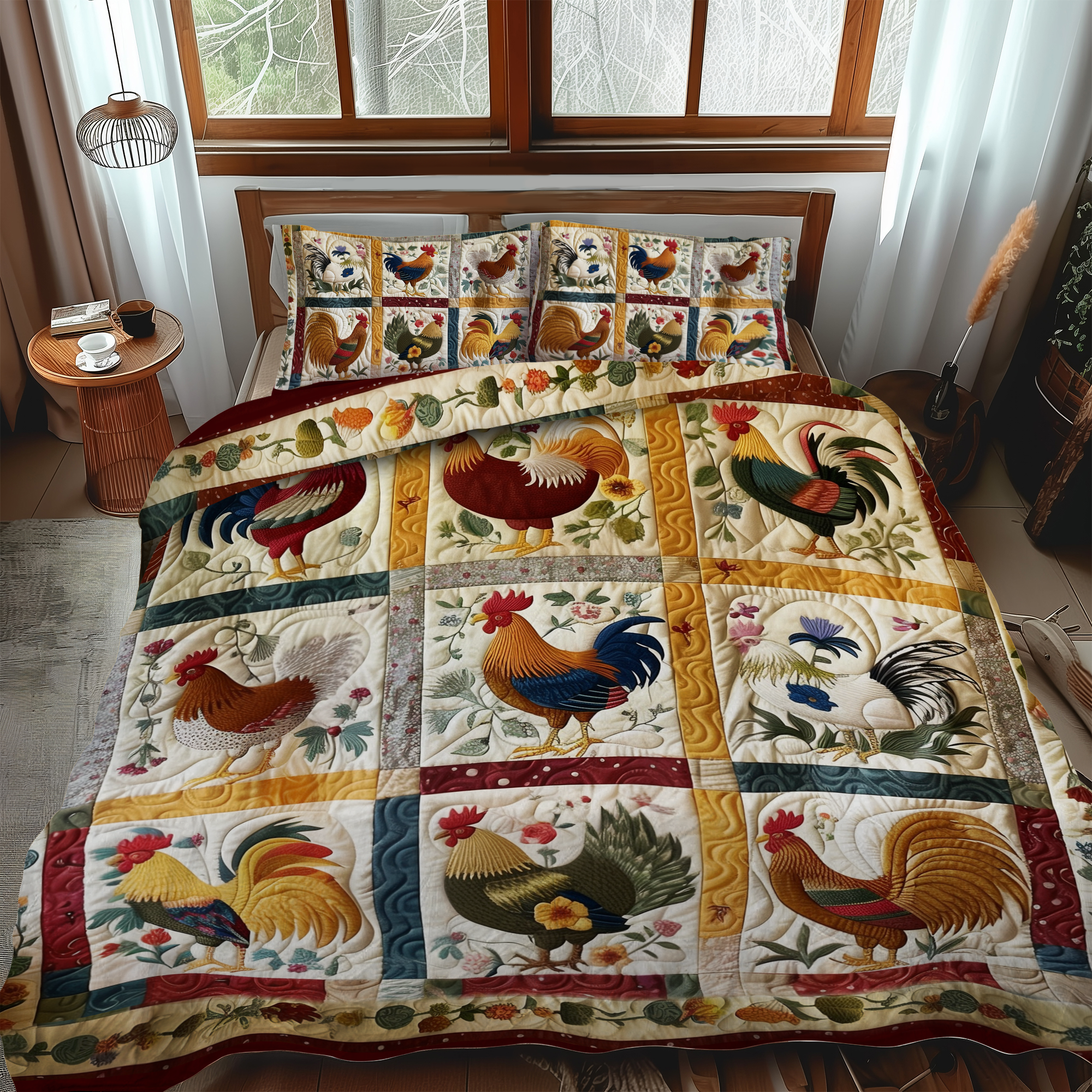 Timeless Clucker 3-Piece Quilted Bedding Set NCU0PT049