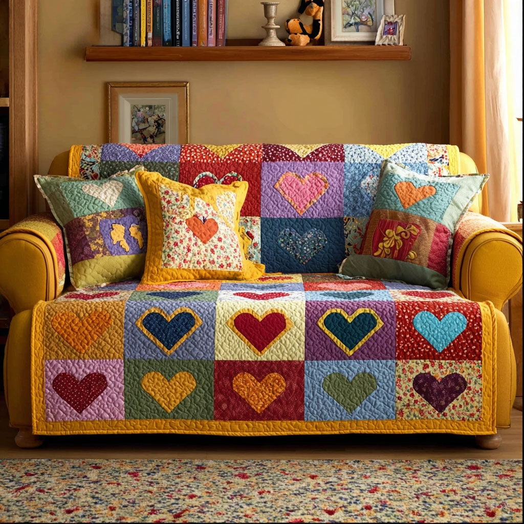 Timeless Heart Quilted Sofa Cover NCU0NNT2865