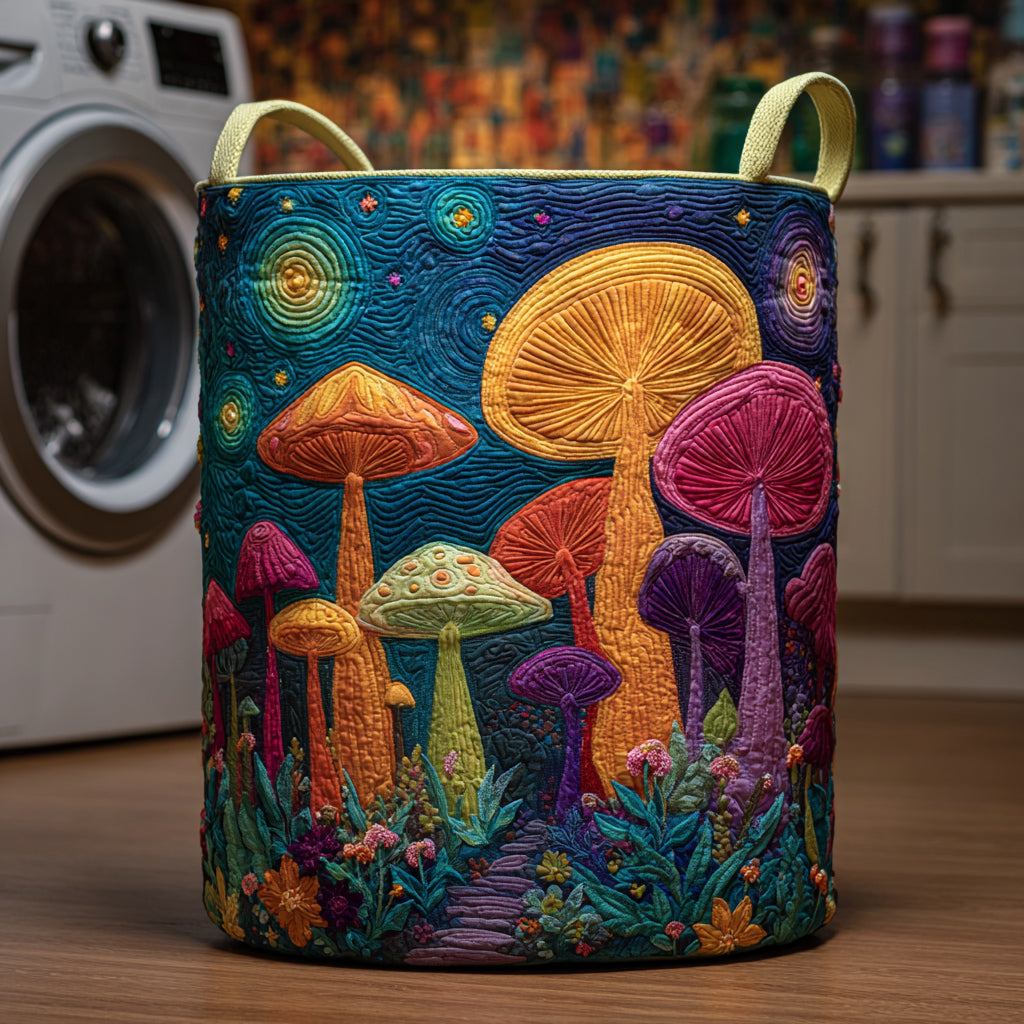 Toadstool Mushroom Quilted Laundry Basket NCU0HNH594