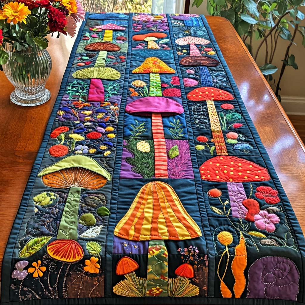 Toadstool Trails Quilted Table Runner NCU0NNT892