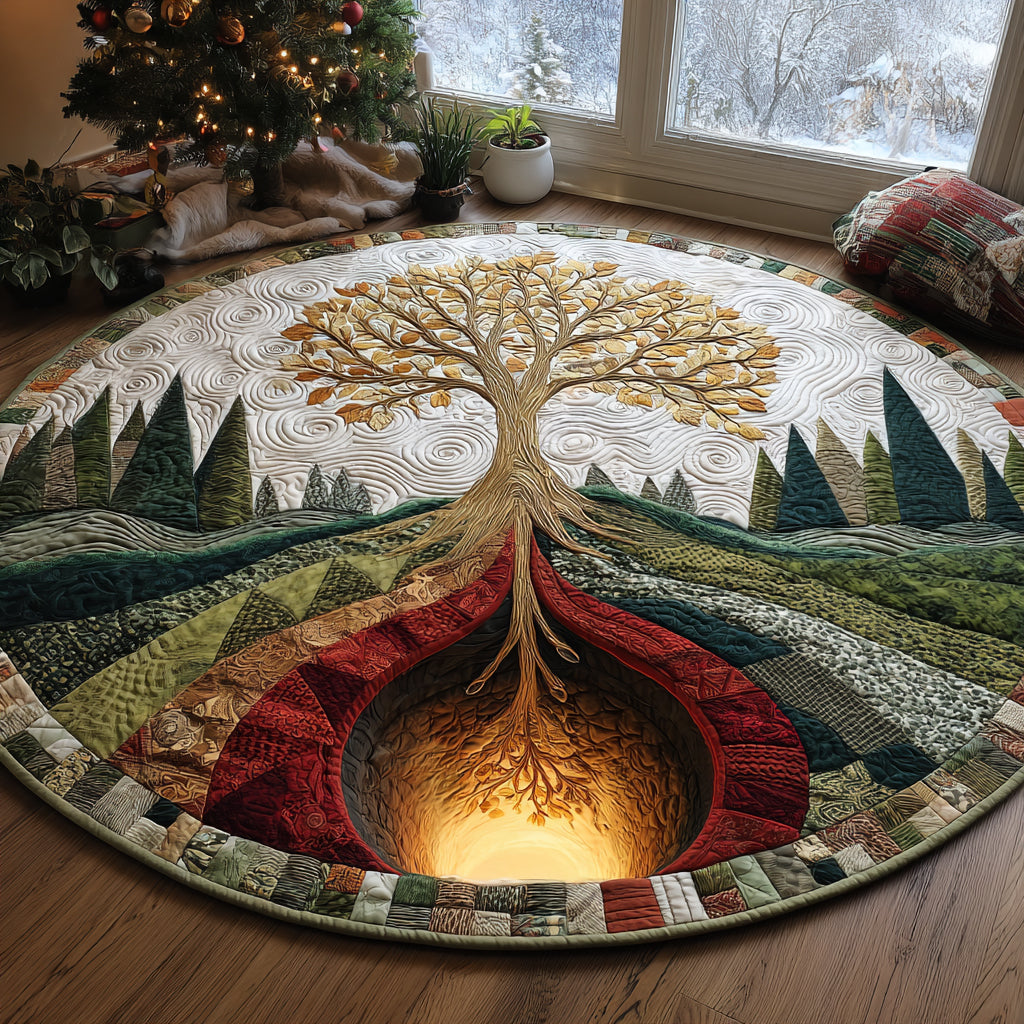 Tree Wonderland Entry Quilted Round Mat NCU0DV1318