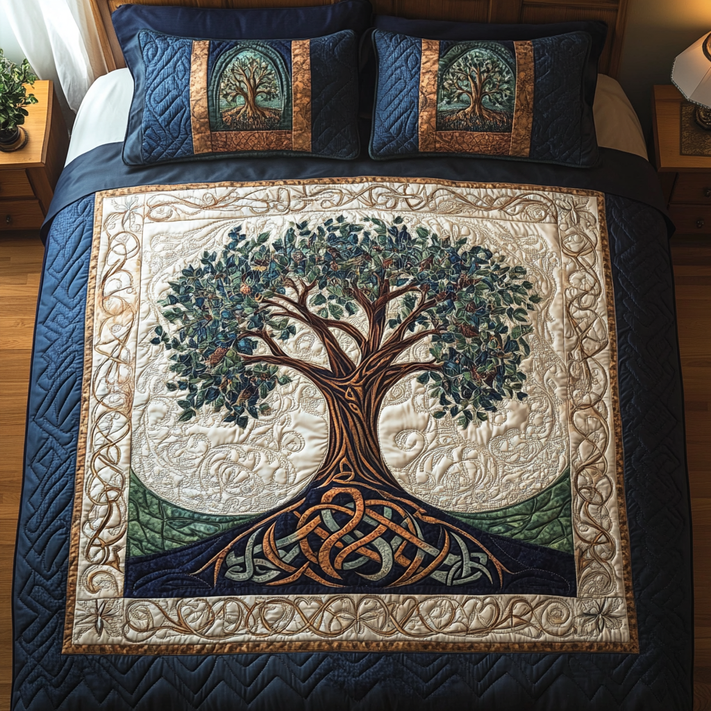 Tree of Tranquility 3-Piece Quilted Bedding Set NCU0TL2015