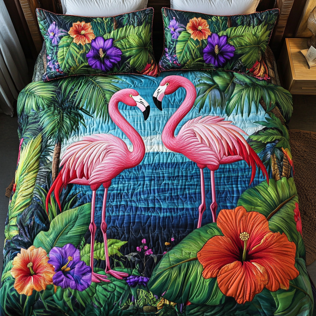 Tropical Elegance 3-Piece Quilted Bedding Set NCU0DDK052