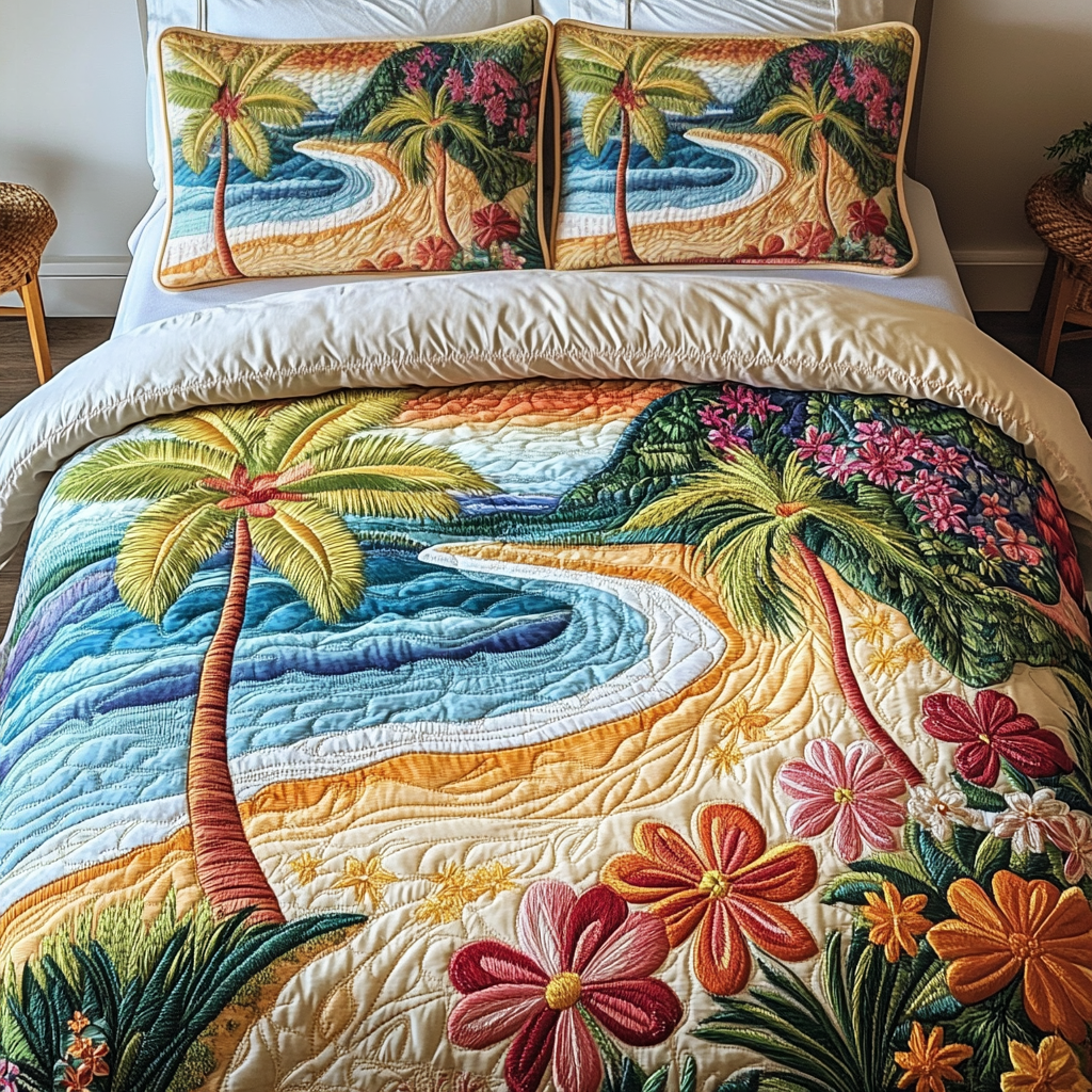 Tropical Escape 3-Piece Quilted Bedding Set NCU0NVH232