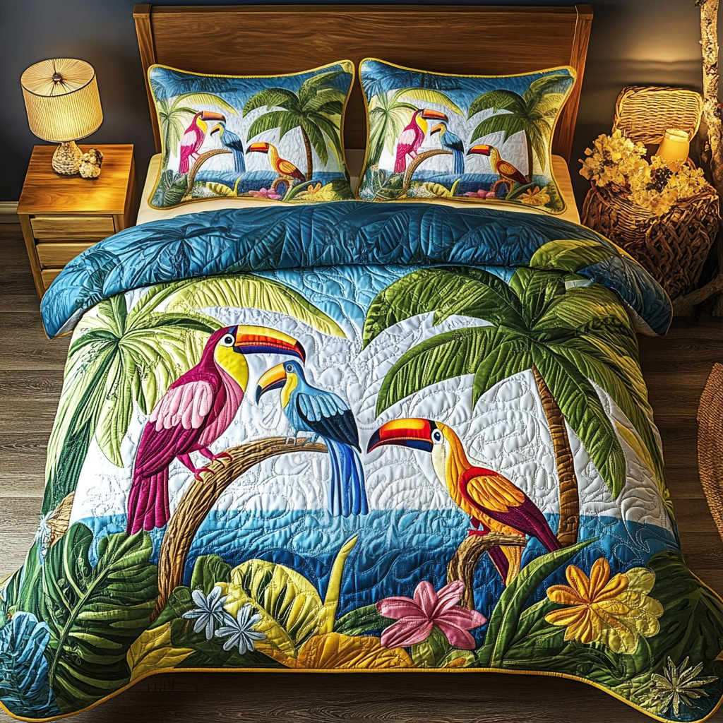 Tropical Escape 3-Piece Quilted Bedding Set NCU0NVH389