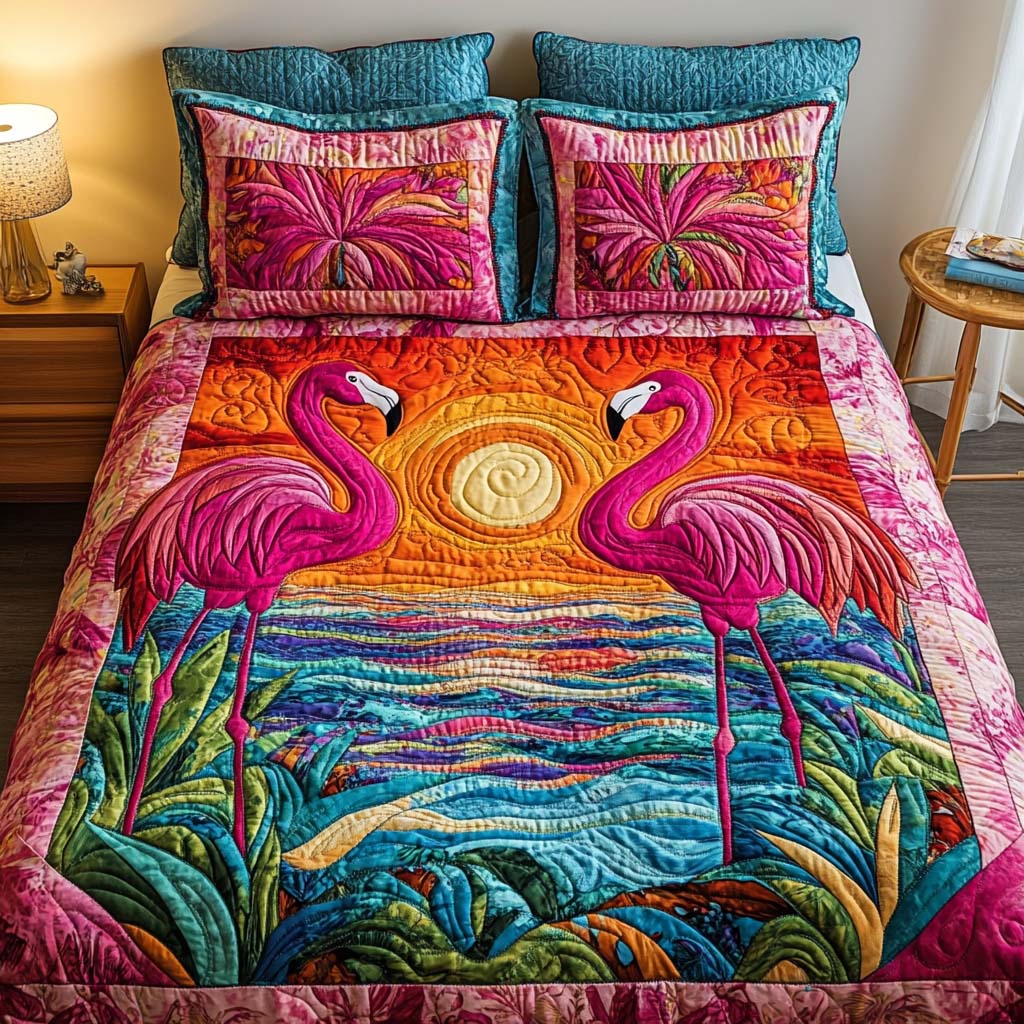 Tropical Glow 3-Piece Quilted Bedding Set NCU0NNT1814
