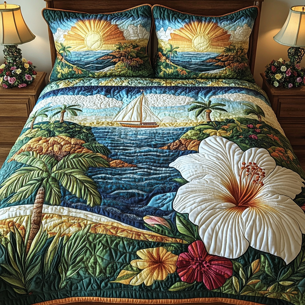 Tropical Serenity Quilted Bedding Set NCU0DV194
