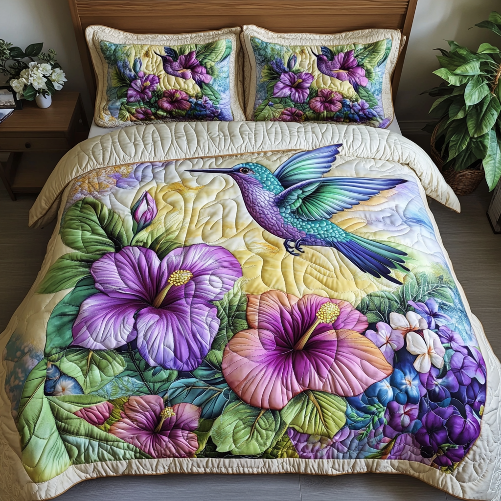 Tropical Whispers 3-Piece Quilted Bedding Set NCU0NVH424