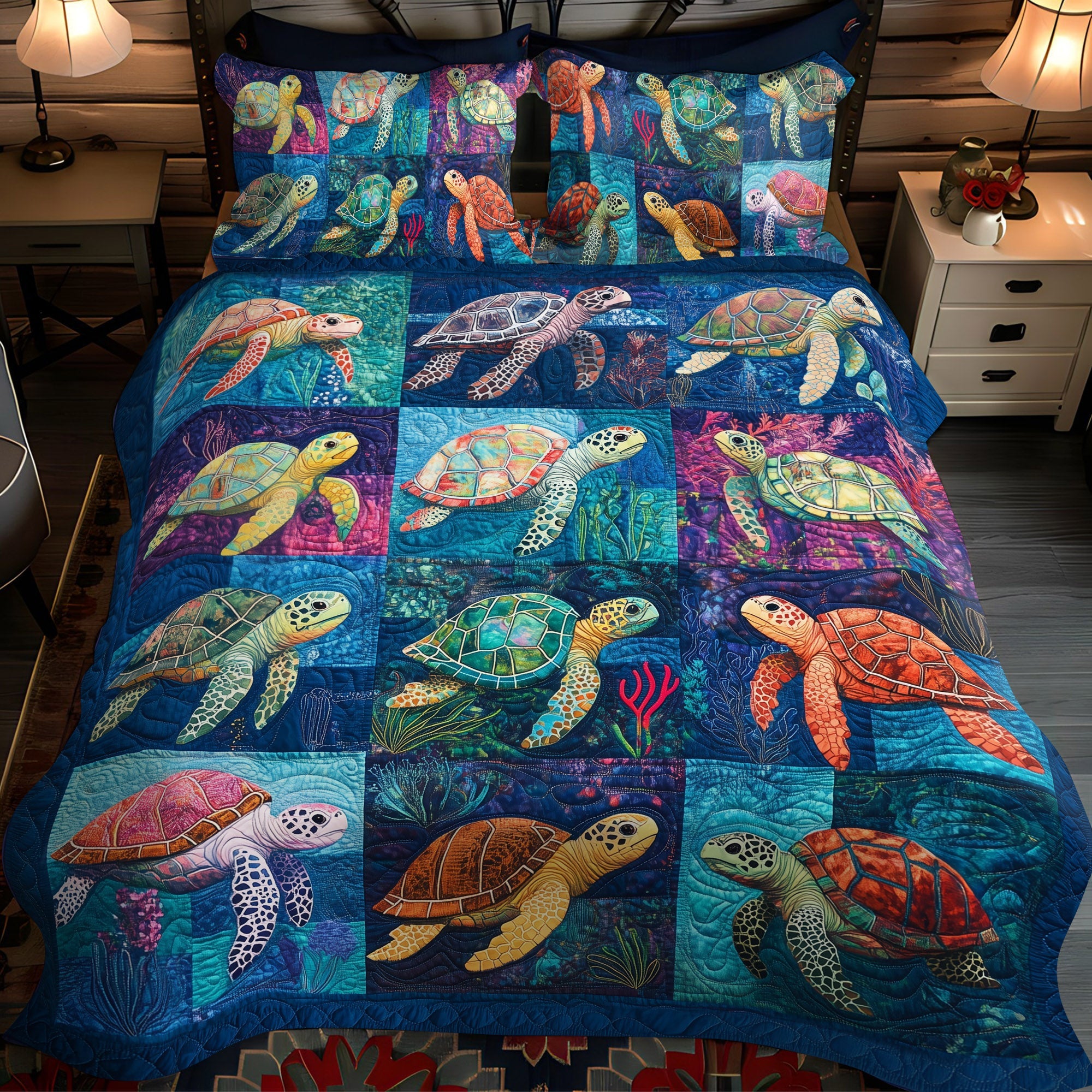 Turtle Bay Harmony 3-Piece Quilted Bedding Set NCU0PT1857
