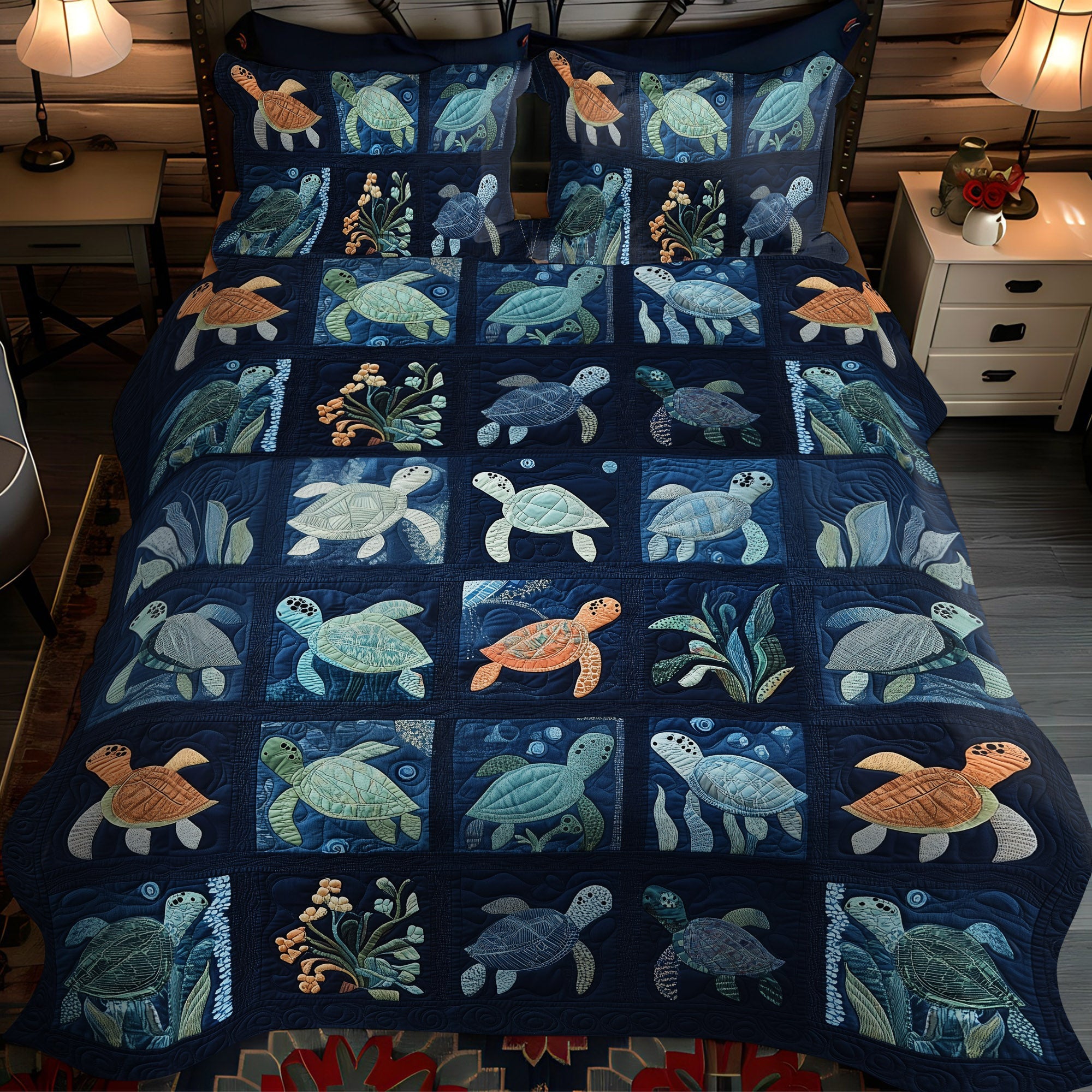 Turtle Lagoon Serenity 3-Piece Quilted Bedding Set NCU0PT1858
