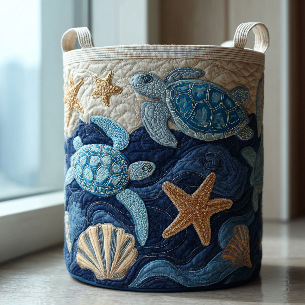 Turtle Path Quilted Laundry Basket NCU0DDK1163