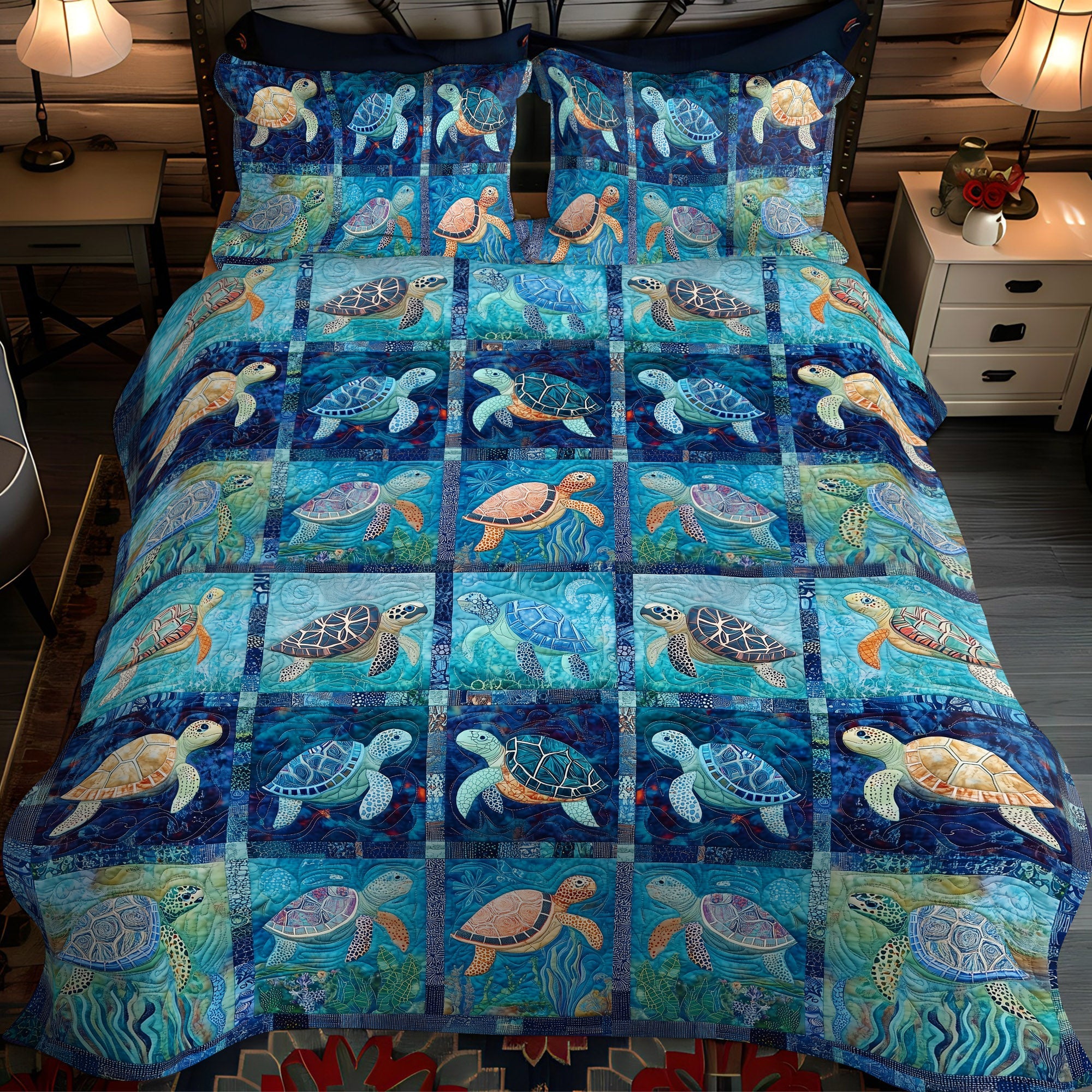 Turtle Reef Escape 3-Piece Quilted Bedding Set NCU0PT1859