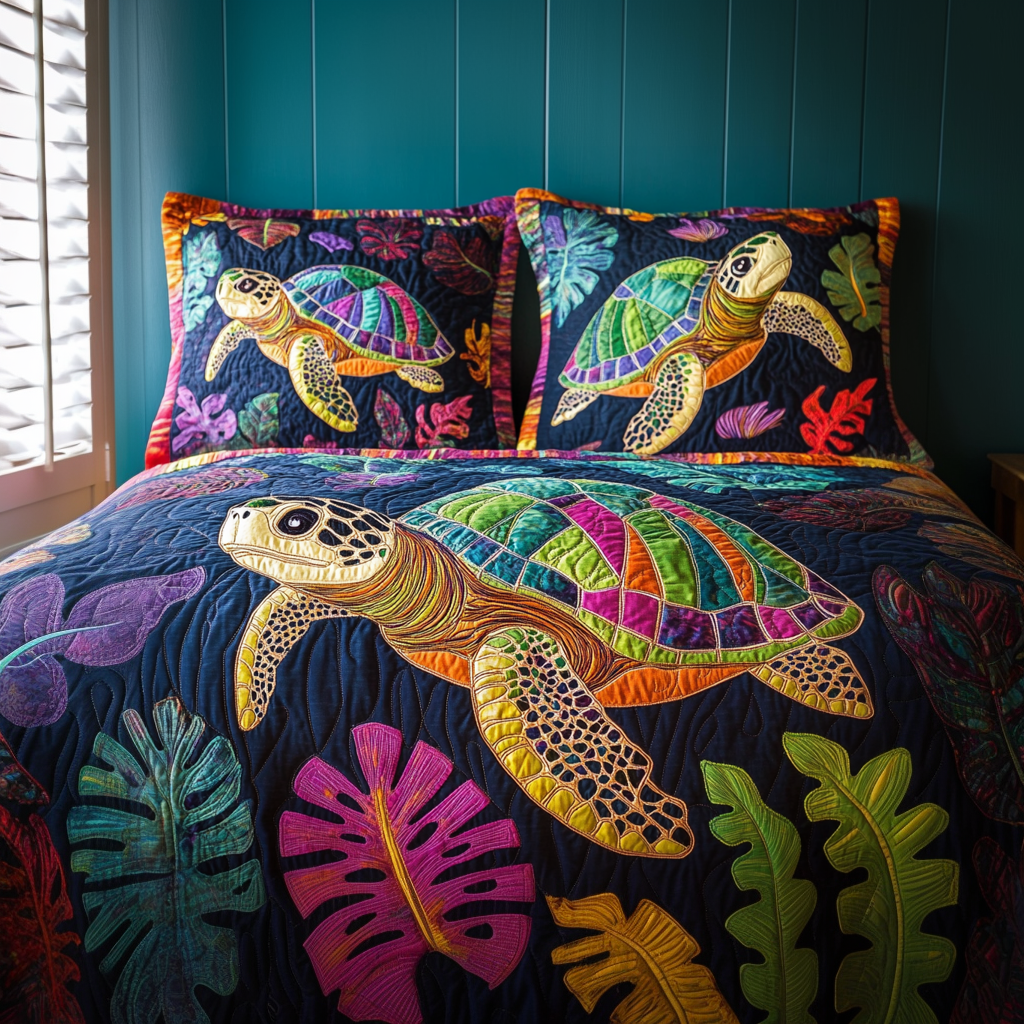 Turtle Tide 3-Piece Quilted Bedding Set NCU0TL1851