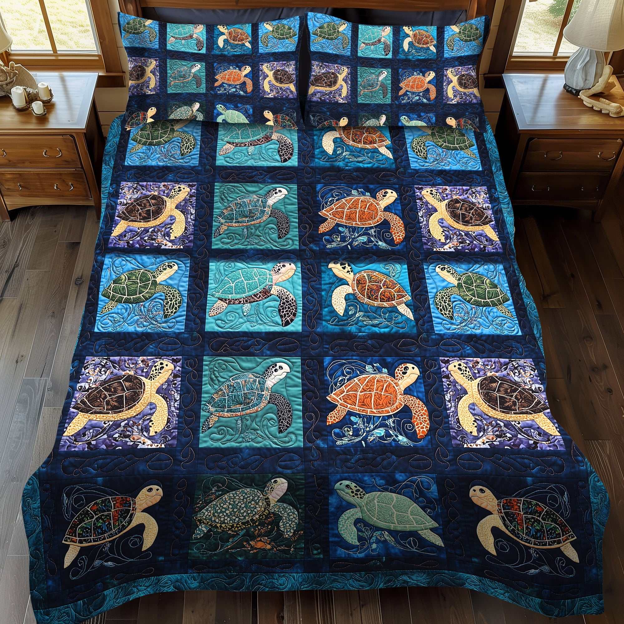 Turtle Tide Calm 3-Piece Quilted Bedding Set NCU0PT1860