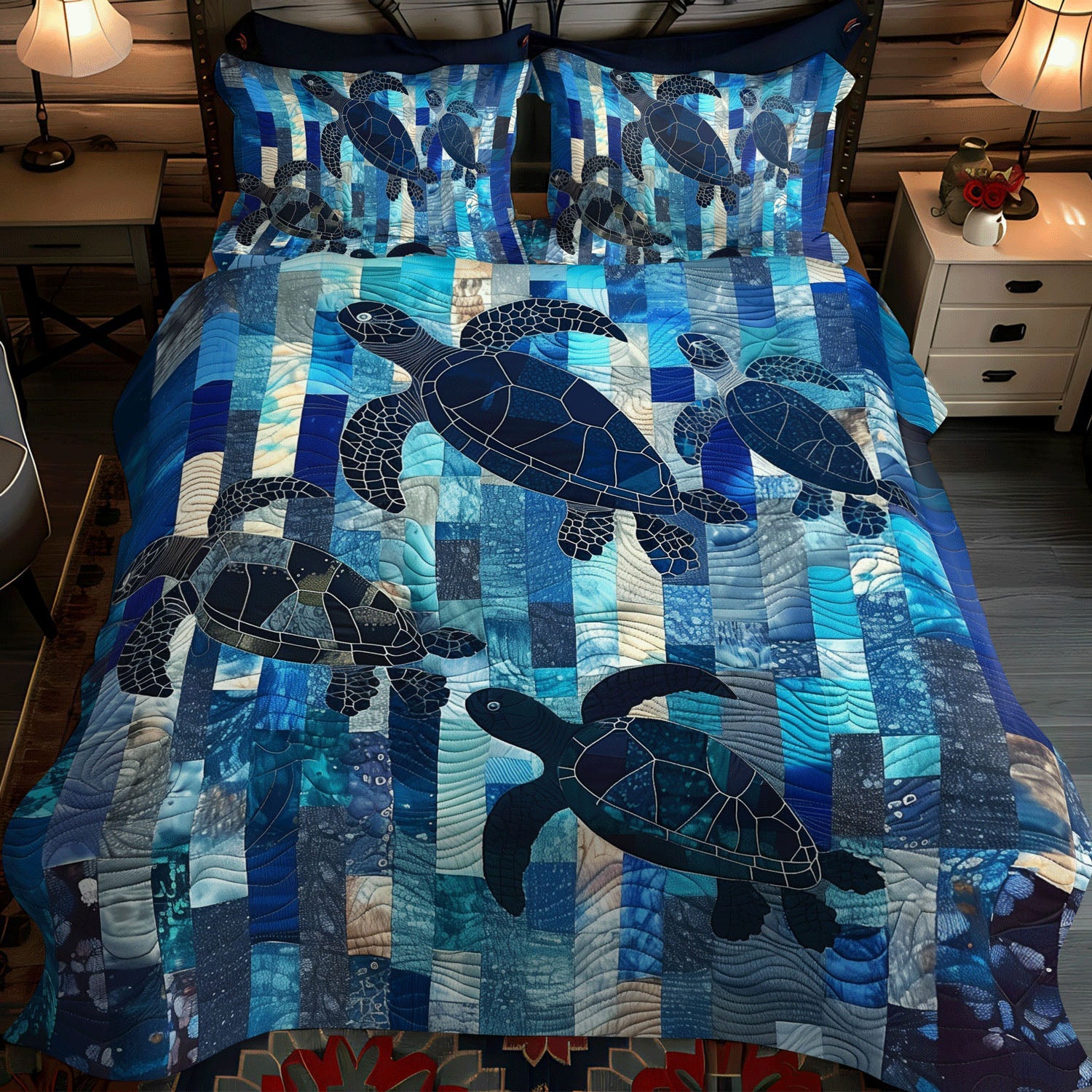 Turtle Tides 3-Piece Quilted Bedding Set NCU0TL751