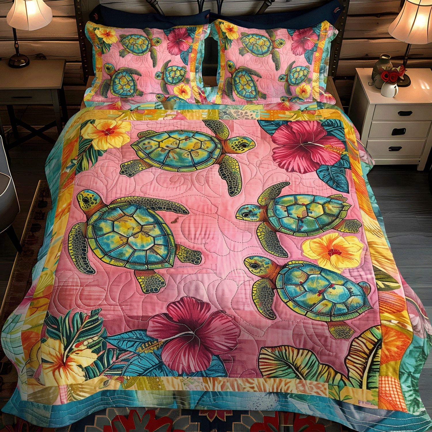 Turtle Tranquility 3-Piece Quilted Bedding Set NCU0TL753