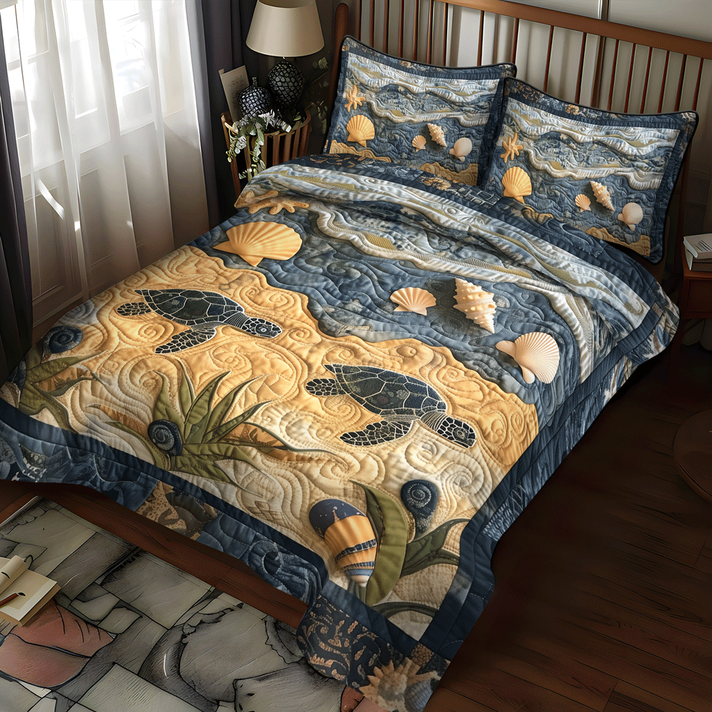 Turtle Trek 3-Piece Quilted Bedding Set NCU0TH1335