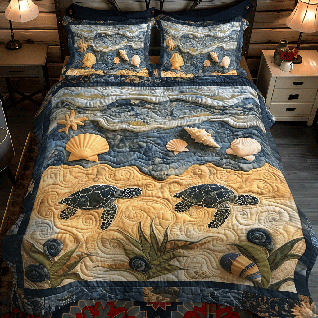 Turtle Trek 3-Piece Quilted Bedding Set NCU0TH1335