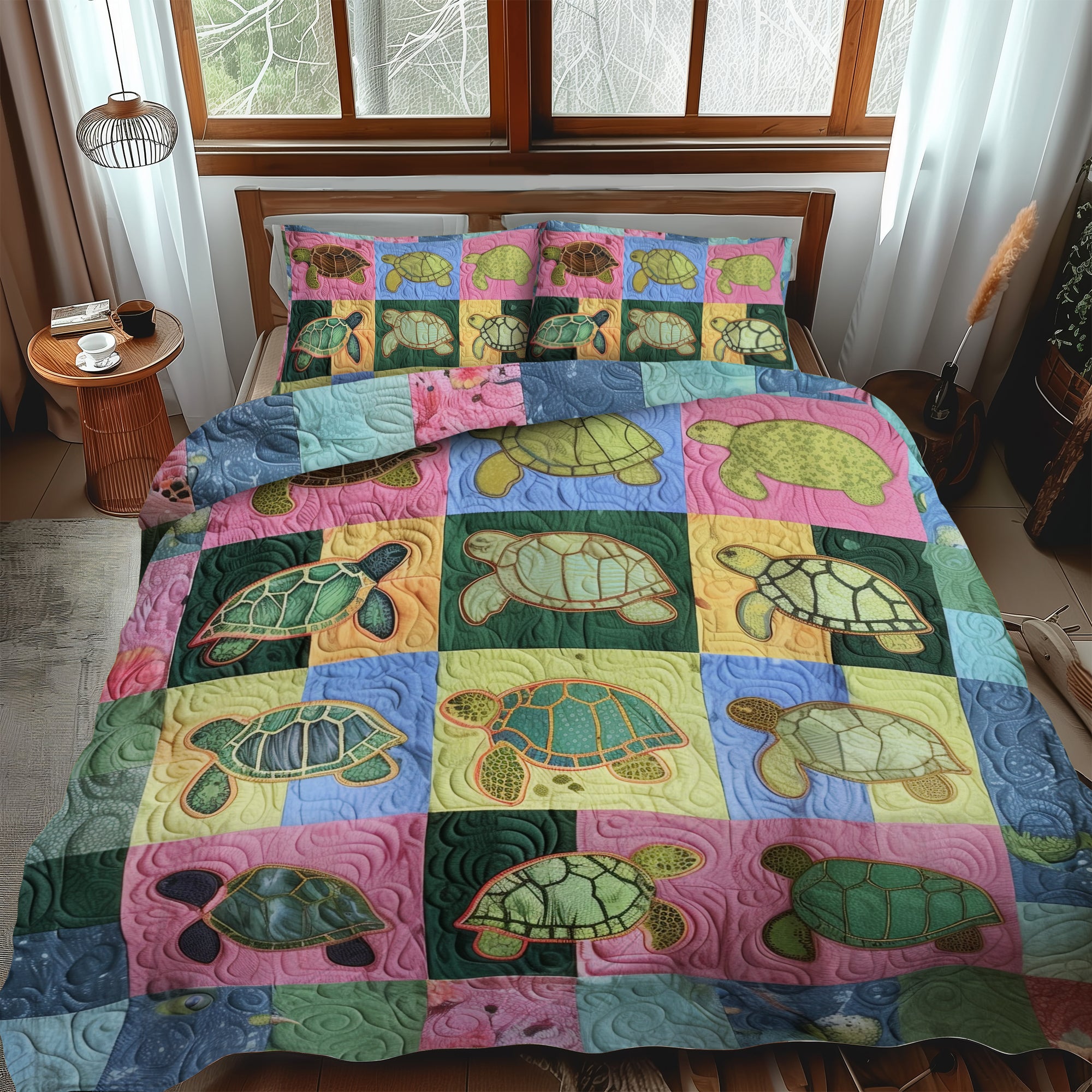Turtle Waves 3-Piece Quilted Bedding Set  NCU0TL484