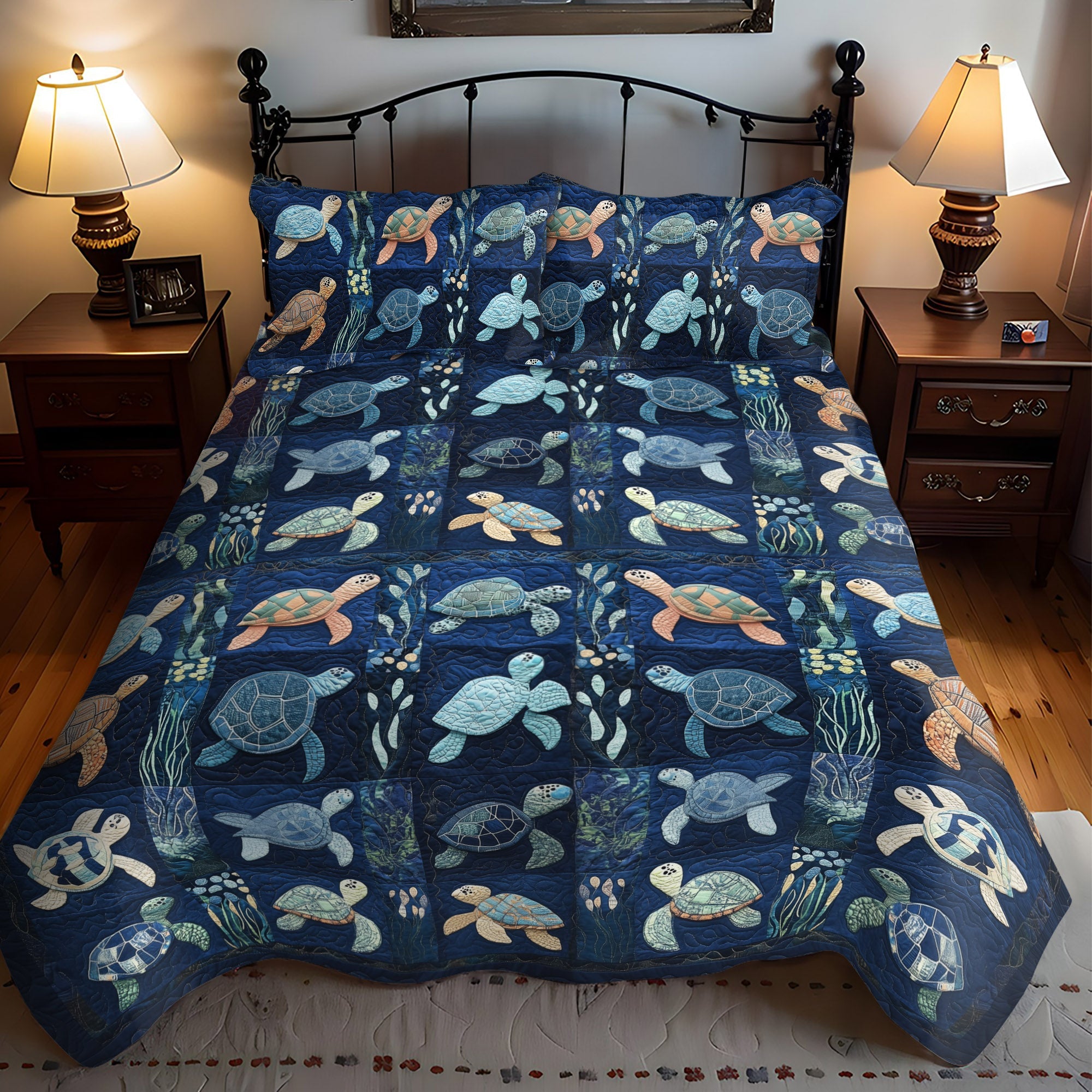 Turtle Waves Peace 3-Piece Quilted Bedding Set NCU0PT1861