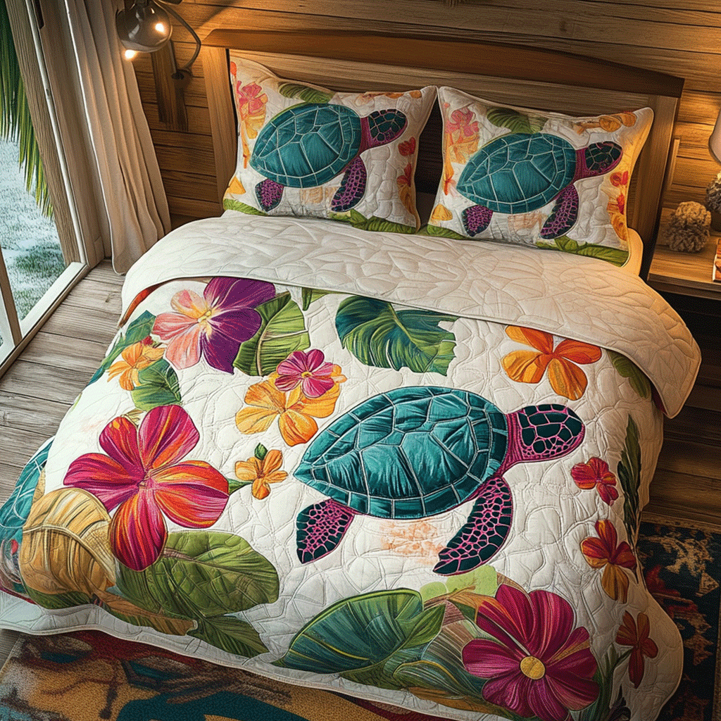 Turtle Lagoon 3-Piece Quilted Bedding Set NCU0TL1846