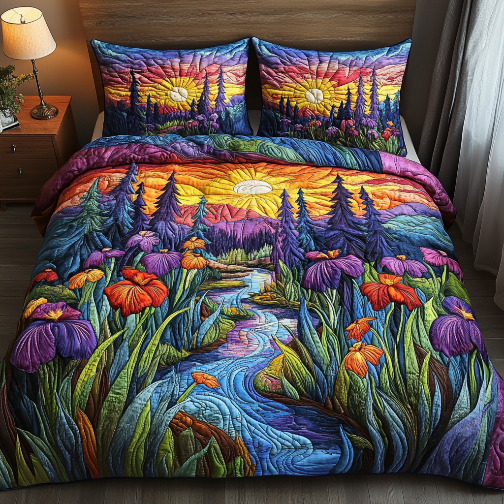Twilight Garden 3-Piece Quilted Bedding Set NCU0PVL323