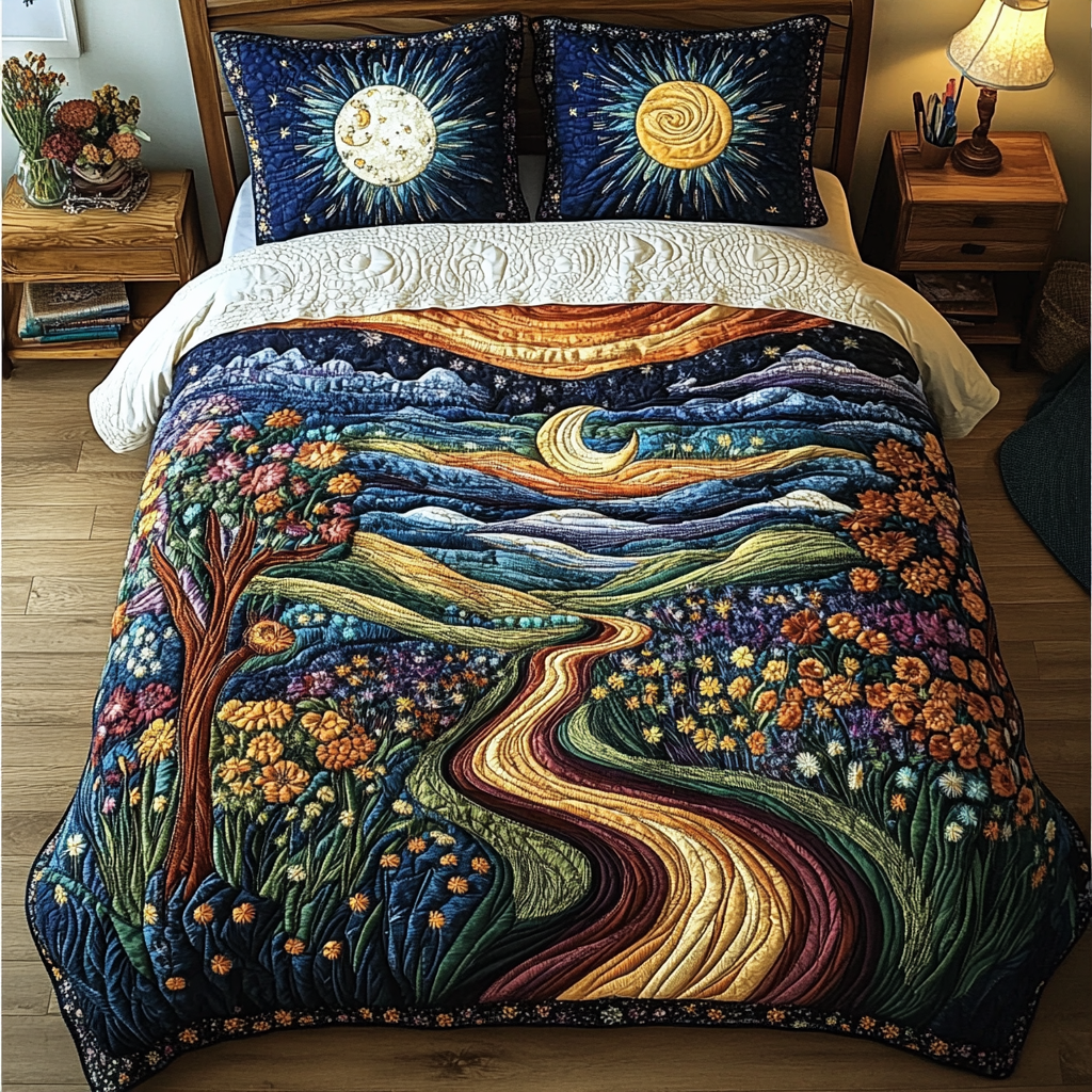 Twilight Meadow 3-Piece Quilted Bedding Set NCU0DDK115
