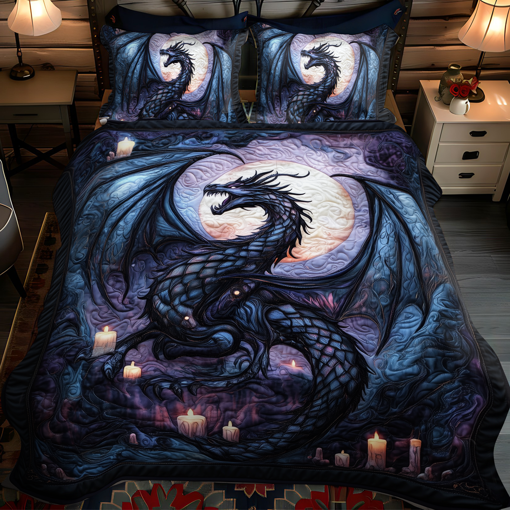 Twilight Serpent 3-Piece Quilted Bedding Set NCU0DK928