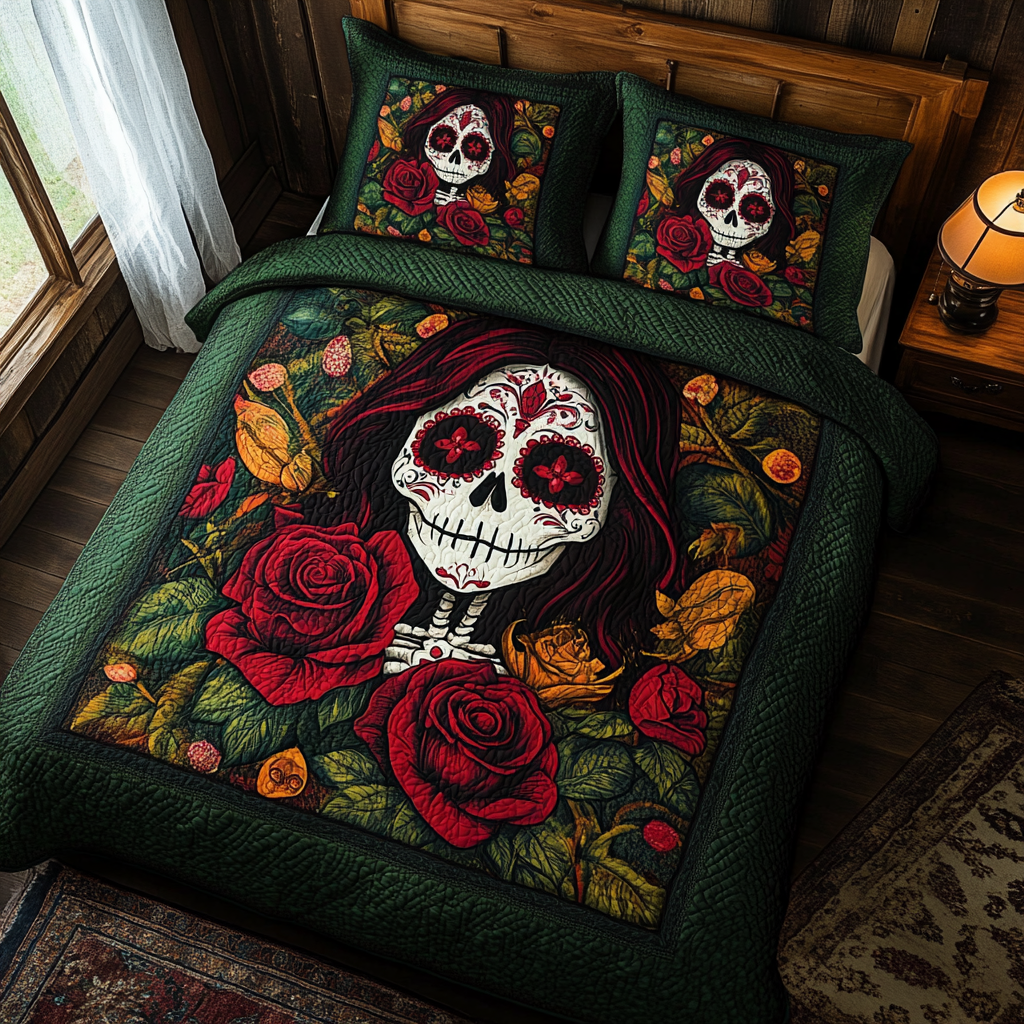 Unique Skull 3-Piece Quilted Bedding Set NCU0TL1928