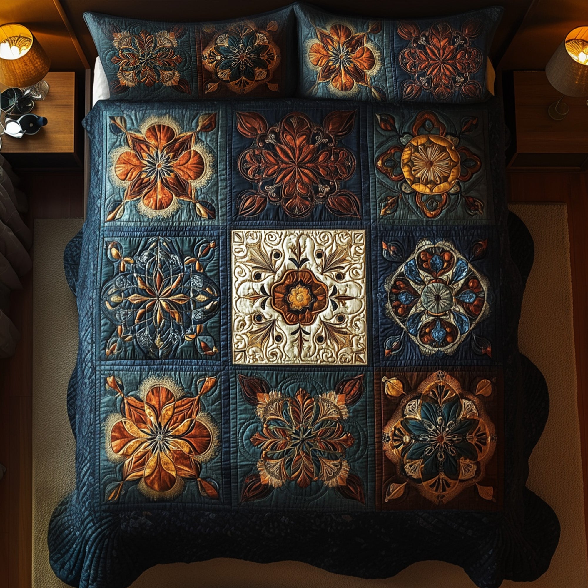 Universal Mandala 3-Piece Quilted Bedding Set NCU0PTT553