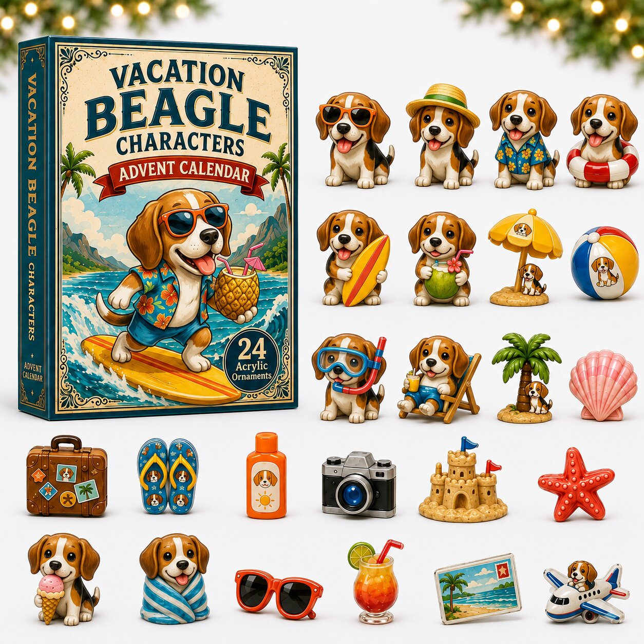CHRISTMAS KICKOFF 40% OFF - Vacation Beagle Advent Calendar 2026 - 24-Day Festive Countdown, Acrylic Charms Blind Box - Gift For Dogs Lovers