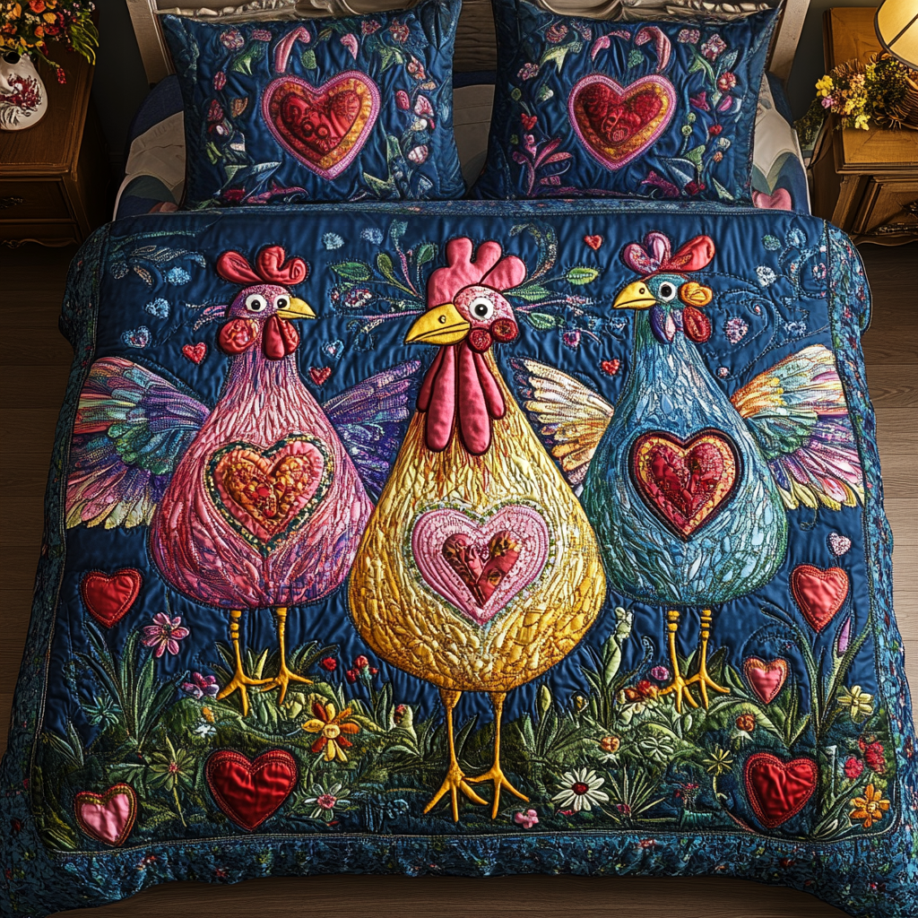 Vibrant Coop 3-Piece Quilted Bedding Set NCU0NVH020