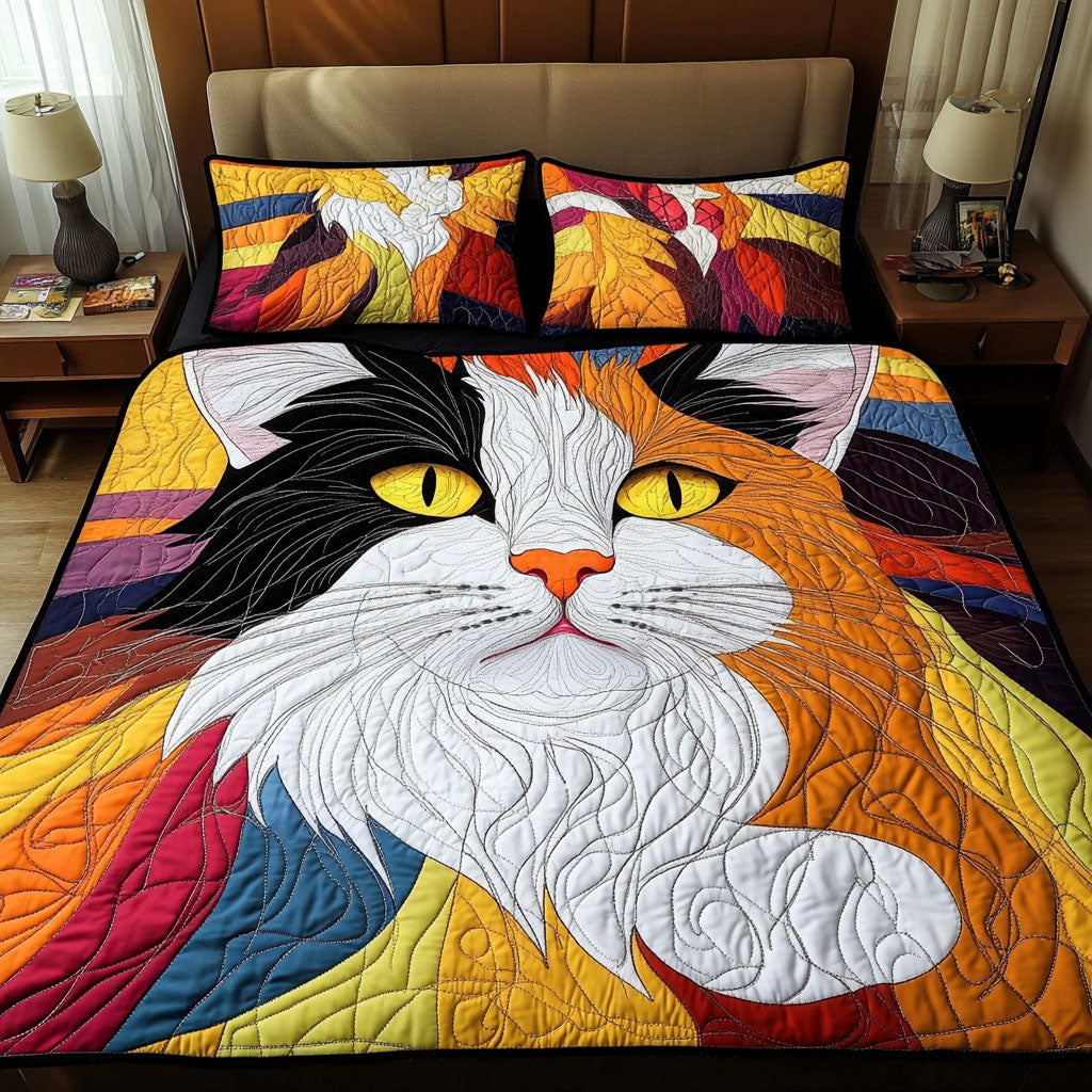 Vibrant Feline Essence 3-Piece Quilted Bedding Set NCU0NNT600