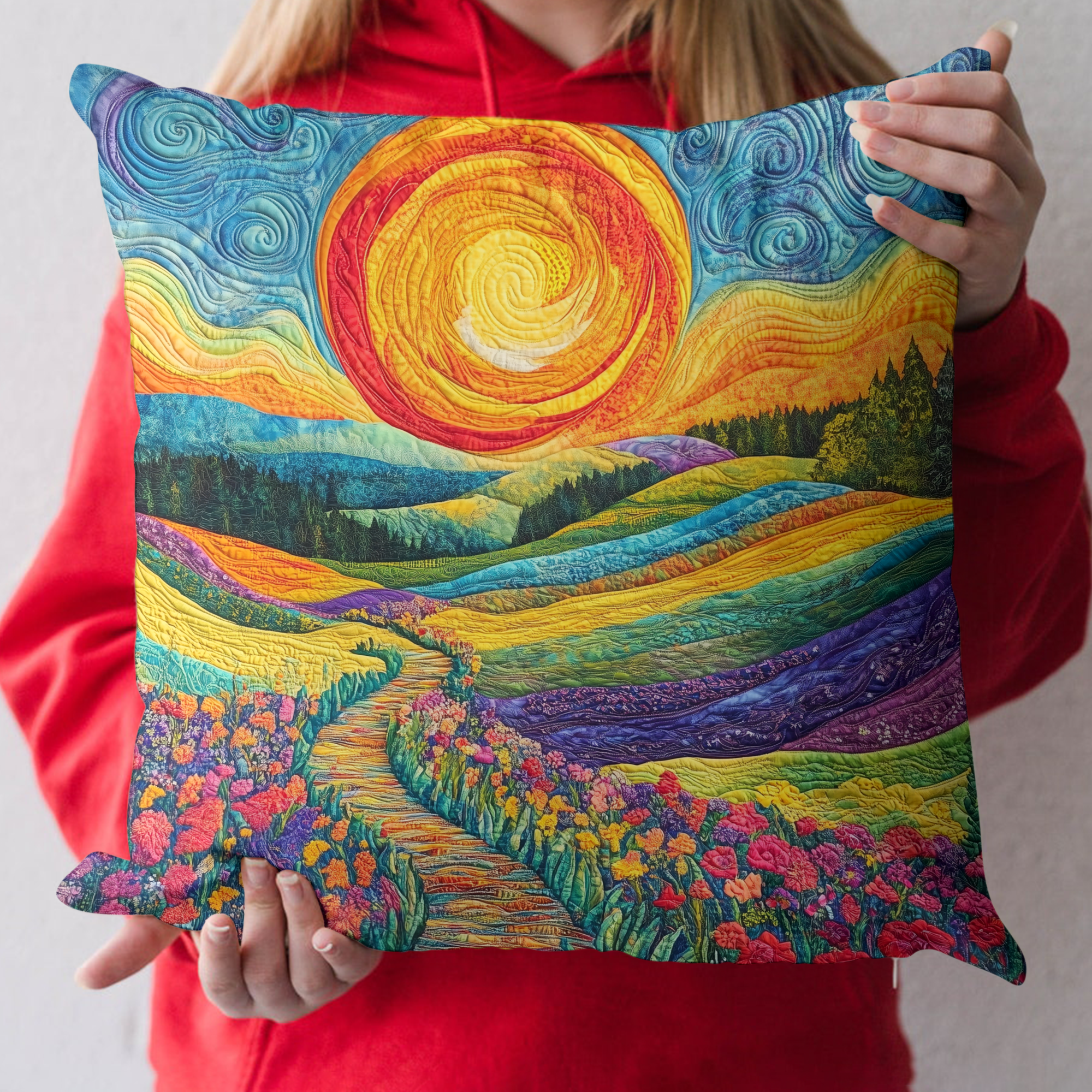 Vibrant Horizon Quilted Pillow Case NCU0VL694
