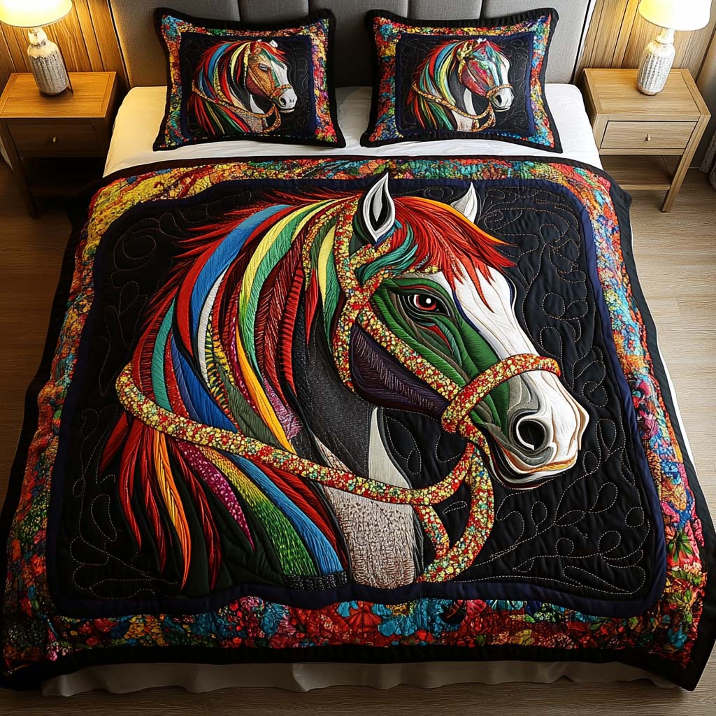 Vibrant Mane 3-Piece Quilted Bedding Set NCU0NT2250