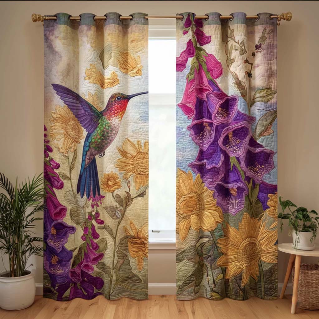 Violet Hummingbird Quilted Curtains NCU0HNH903