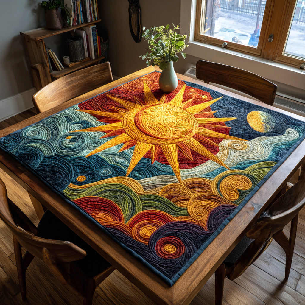 Warm Sun Waves Quilted Table Topper NCU0HNH188