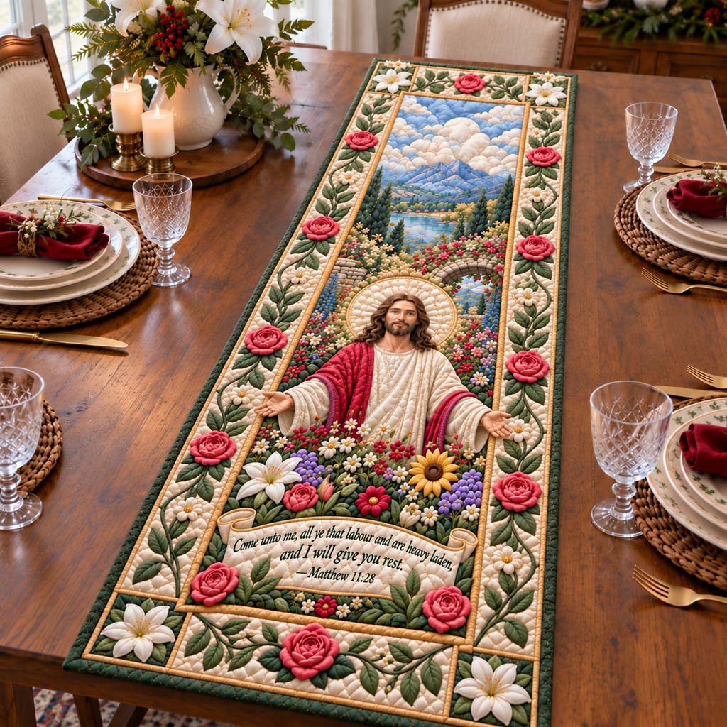 Welcoming Savior Quilted Table Runner NCU0HNH1330