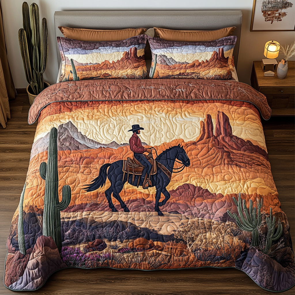 Western Ride 3-Piece Quilted Bedding Set NCU0NVH596
